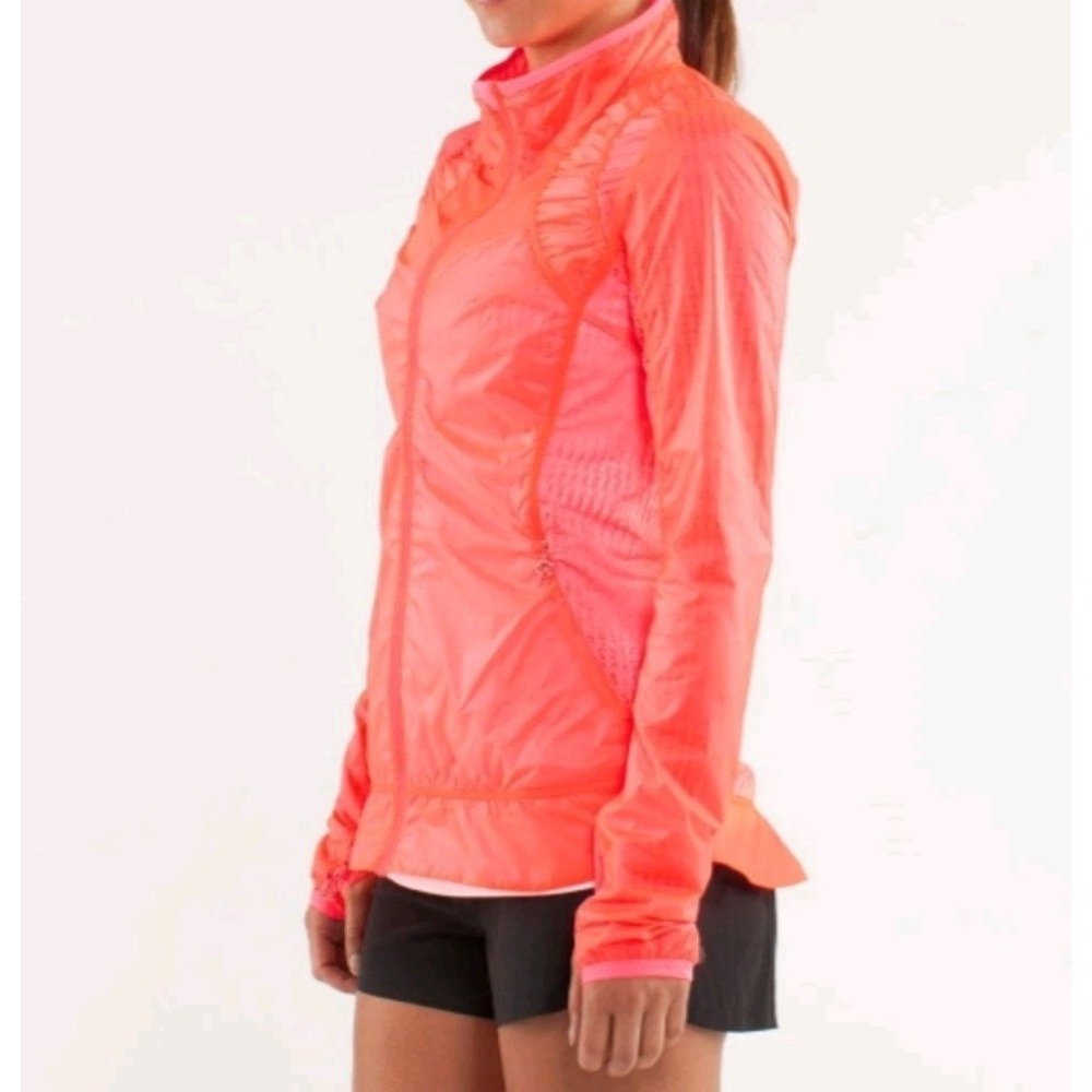 Lululemon Jacket Women's 6 Nothing To Hide Run Pink Flashlight Zipper Coat Nylon